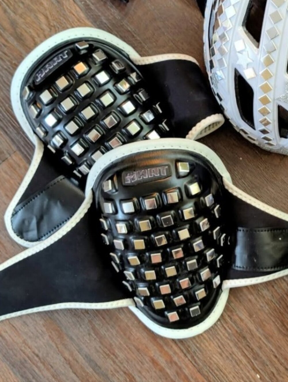 Decorated Knee Guards – Black Silver Protective Knee Pads Unique Custom